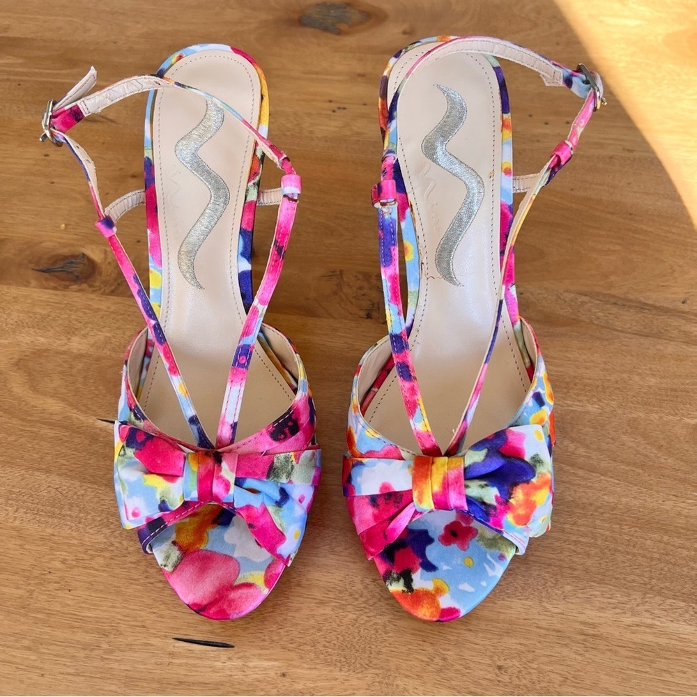 Nina Women's High Heels Bright Multi-color‎ Print Wedding guest Party Size 6.5